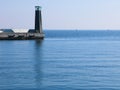 Lighthouse lamp post breakwater, port detail