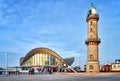 Lighthouse and at the landmark Teepot in WarnemÃÂ¼nde Germany Royalty Free Stock Photo
