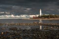 Lighthouse Lange Erik in the north of the island of Ãland in the east of Sweden during sunset