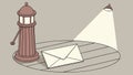 Lighthouse and Letter with Spotlight, Guidance, Communication, Message, vector design Generative AI Royalty Free Stock Photo