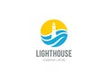 Lighthouse Logo circle abstract design vector
