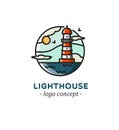 Lighthouse logo concept. Royalty Free Stock Photo