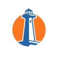 Lighthouse Logo Design Template, Safety Beach illustration - Vector Royalty Free Stock Photo
