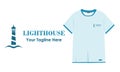 Lighthouse logo design template with t shirt design. Royalty Free Stock Photo