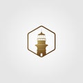 Lighthouse Logo Gold Color Vintage Icon Vector Illustration