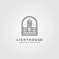 Lighthouse logo line art minimalist vector image design Royalty Free Stock Photo