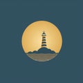 Sea Lighthouse Icon Design Illustration In Dark Gold And Light Aquamarine Royalty Free Stock Photo