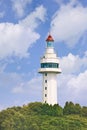 Lighthouse on a lush green hill, Yantai, China