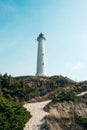 Lighthouse Lyngvig Fyr at danish west coast in spring. High quality photo