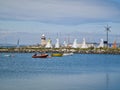 Lighthouse and marina harbor in Howth Ireland