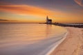 Lighthouse of Marken in The Netherlands at sunrise Royalty Free Stock Photo