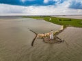 The lighthouse in Marken, a small island in the middle of the Markermeer in the Netherlands Royalty Free Stock Photo