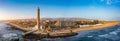 Lighthouse of Maspalomas at Gran Canaria Island known as Faro de Maspalomas at sunset. Seascape with lighthouse and Maspalomas Royalty Free Stock Photo