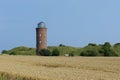 Lighthouse in meadow