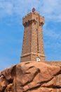 Lighthouse Men Ruz at Brittany, France Royalty Free Stock Photo