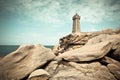 Lighthouse Men Ruz at Brittany, France Royalty Free Stock Photo
