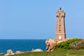 Lighthouse Men Ruz at Brittany, France Royalty Free Stock Photo