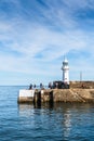 The lighthouse at Mevagissey on the south coast of Cornwall, UK