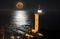 Lighthouse Moon Royalty Free Stock Photo