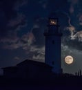 Lighthouse moon people night Royalty Free Stock Photo