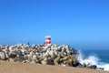 Lighthouse on Nazare Beach, Portugal