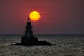 Lighthouse near Ahtopol, Bulgaria. Flying Bird