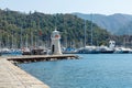 Lighthouse in Netsel marina in Marmaris harbor, Turkey Royalty Free Stock Photo