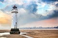 Lighthouse at New Brighton, England, at Low Tide Royalty Free Stock Photo