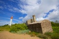 Lighthouse next to the breakwater, Baltic Sea Royalty Free Stock Photo