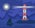 Lighthouse at night Royalty Free Stock Photo