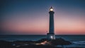 lighthouse at night Romantic lighthouse near Atlantic seaboard shining at night in the bright of the moon Royalty Free Stock Photo