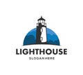 lighthouse at the night vector icon logo design Royalty Free Stock Photo