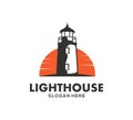 lighthouse at the night vector icon logo design Royalty Free Stock Photo