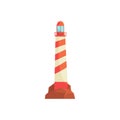 Lighthouse, ocean beacon, searchlight tower for maritime navigation guidance vector Illustration Royalty Free Stock Photo