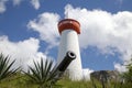 Lighthouse and old cannon on top of Gustavia Harbor, St Barths, French West Indies