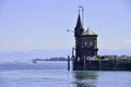 Lighthouse on old pier in harbor of Constance or Konstanz Royalty Free Stock Photo