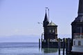 Lighthouse on old pier in harbor of Constance or Konstanz Royalty Free Stock Photo