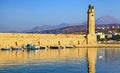 Lighthouse in old town at city Rethymno in Crete island at Greece Royalty Free Stock Photo