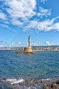 Lighthouse in the Old Venetian Harbour in Chania . Crete. Greece Royalty Free Stock Photo