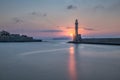 Lighthouse and Old Venetian Port in Chania at Sunset, Crete, Greece Royalty Free Stock Photo