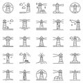 Lighthouse outline icons set. Lighthouses concept vector line symbols collection