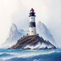 Lighthouse over a rock ocean