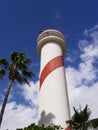 Lighthouse overlooking the quiet beach in November in Marbella Andalucia Spain Royalty Free Stock Photo