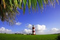 Lighthouse with a palm tree Royalty Free Stock Photo