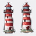 Lighthouse Paper Stickers on White Background - AI Generated