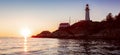 Lighthouse Park during sunny sunset. West Coast Pacific Ocean. Royalty Free Stock Photo