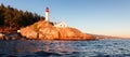 Lighthouse Park during sunny sunset. West Coast Pacific Ocean. Royalty Free Stock Photo