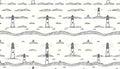 Lighthouse pattern background, nautical coastal design, Stock Photo, Generative AI