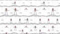 Lighthouse pattern background, nautical design, coastal theme, maritime style, Stock Photo, Generative AI