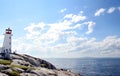 Lighthouse on Peggy`s Cove, Nova Scotia Royalty Free Stock Photo